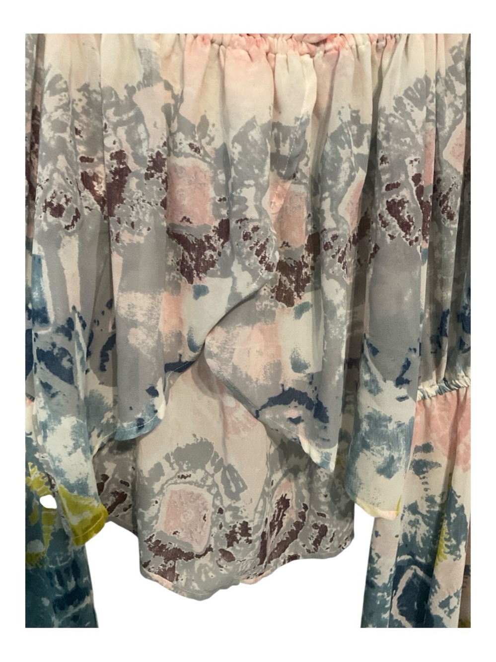 Live 4 Truth Boho Off Shoulder Bell Sleeve L Peasant Blouse Abstract Print A32 - Picture 5 of 6